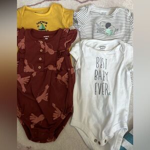 Kids One Piece Bodysuit Set - Yellow, Maroon, White, Gray